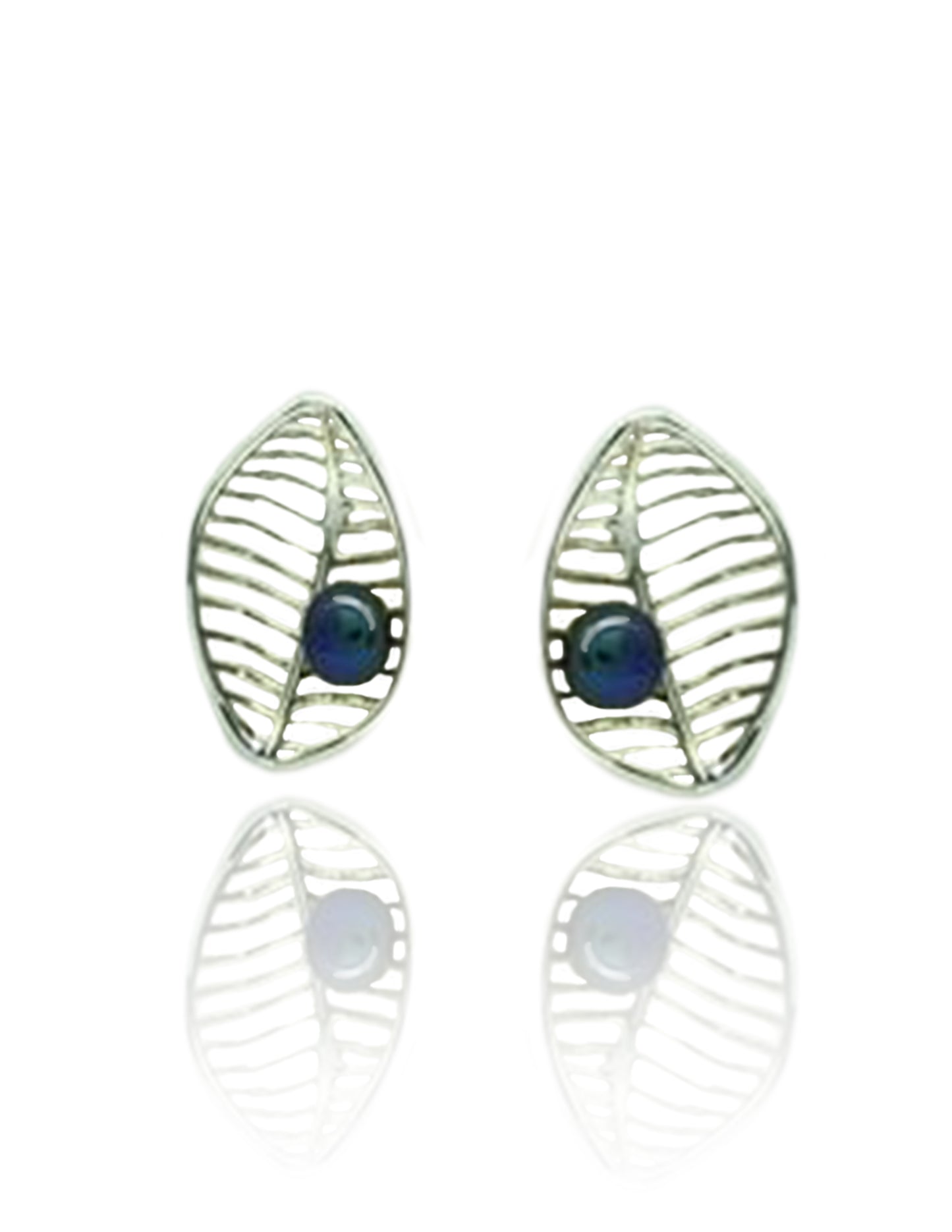 Grey Pearl Leaf Studs