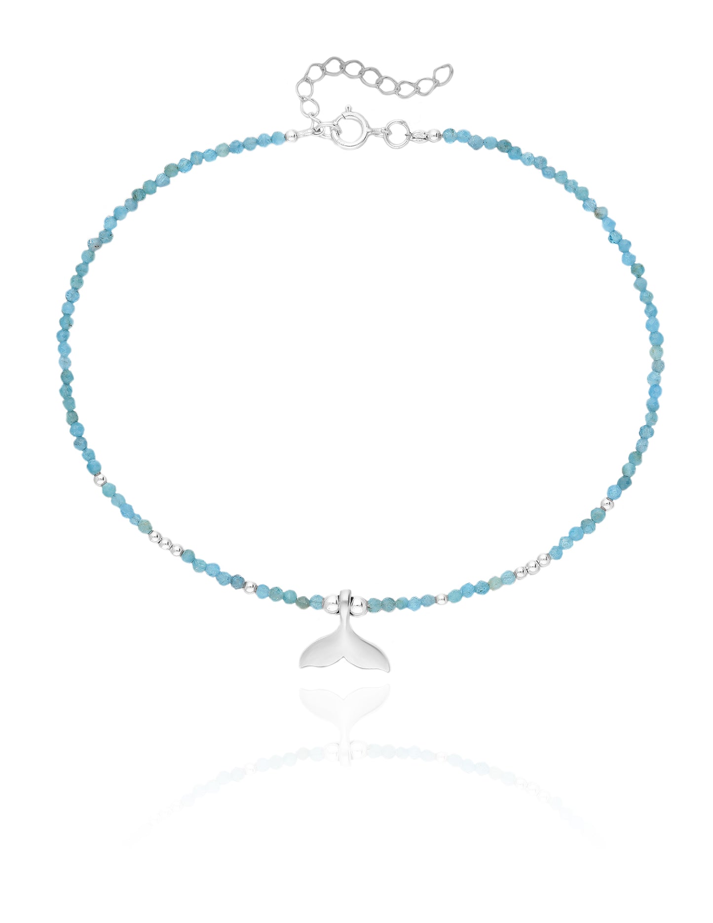 Whale Tail Blue Apatite Anklet