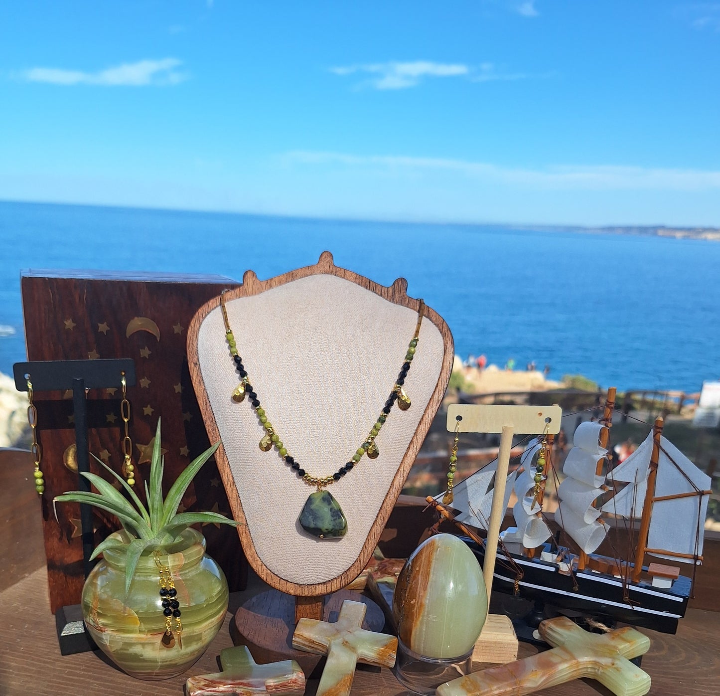 Frankenstein Serpentine Stone Necklace