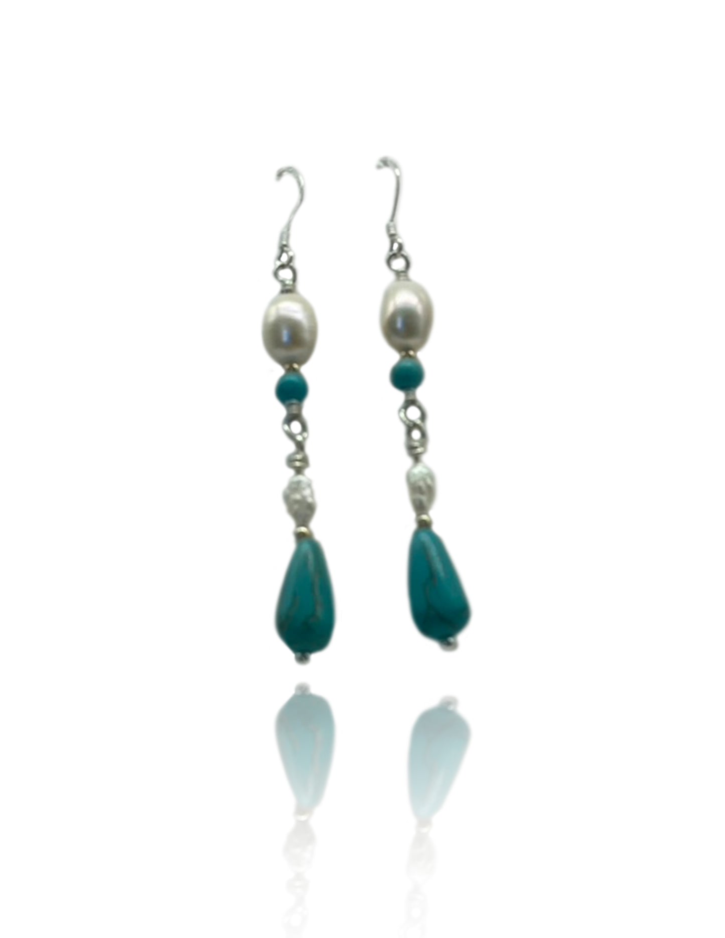 Freshwater Pearl & Blue Turquoise Dangles
