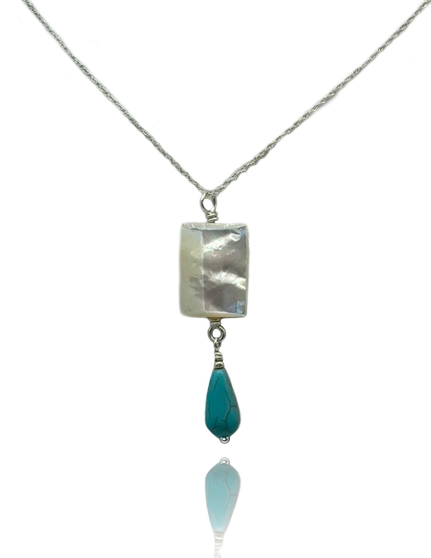 Mother of Pearl & Blue Turquoise Pendant