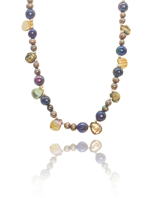 Black/Grey Pearl and Abalone Necklace