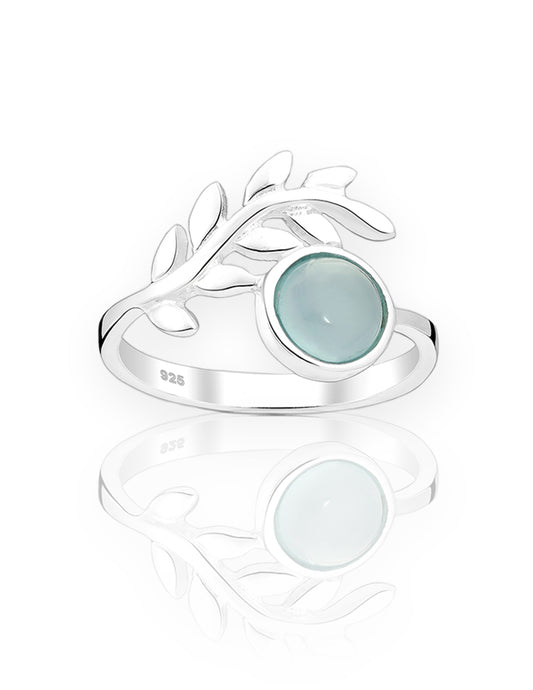 Chalcedony Leaf Ring