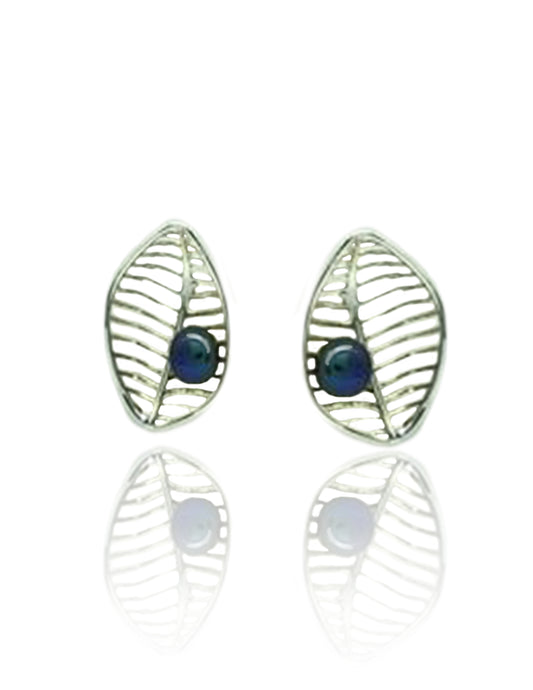 Grey Pearl Leaf Studs