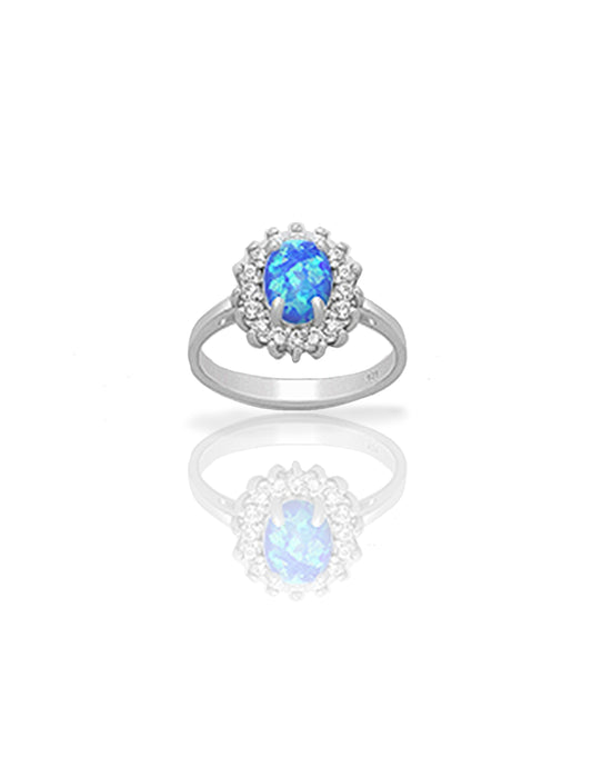 Opal and Zircon Ring