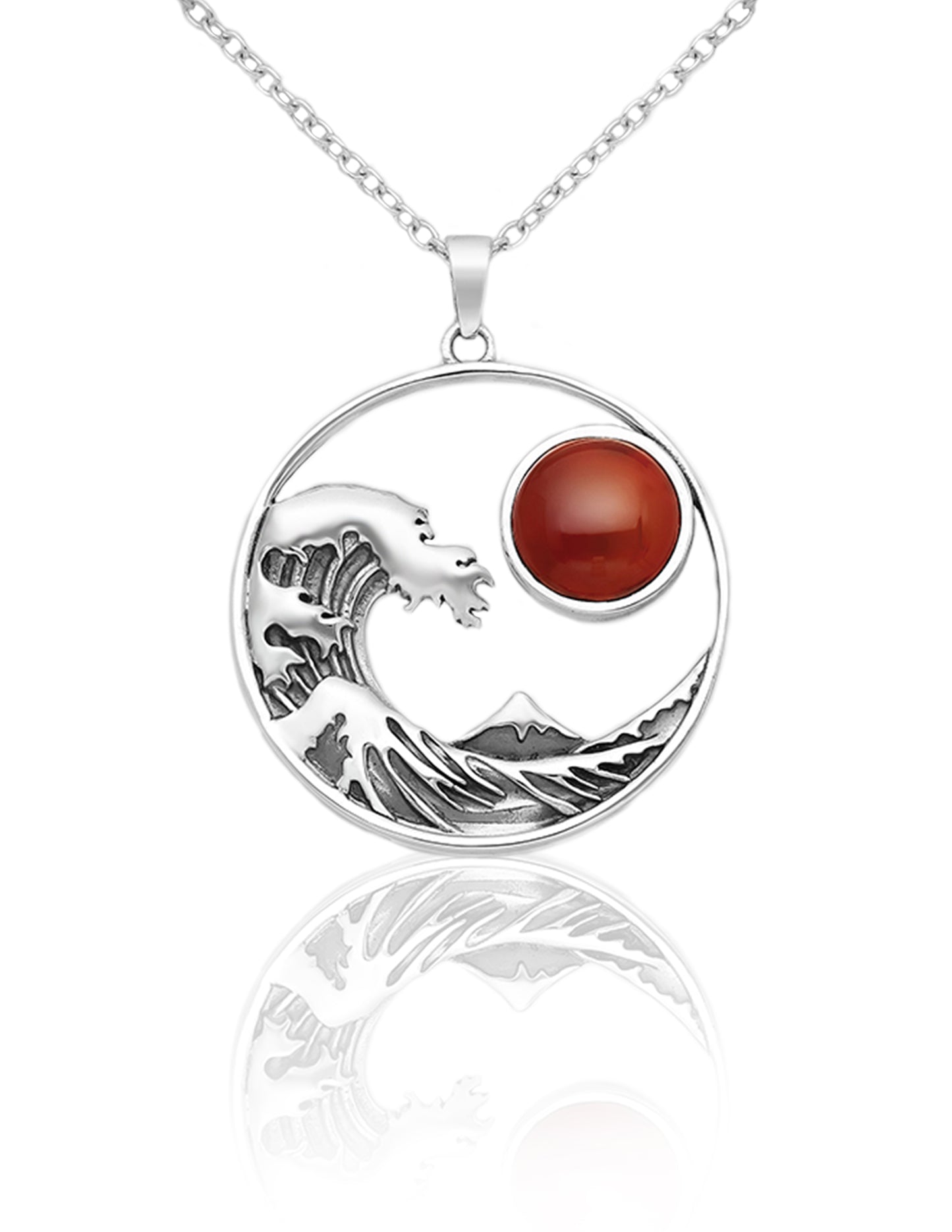 Red Agate Wave Pendant