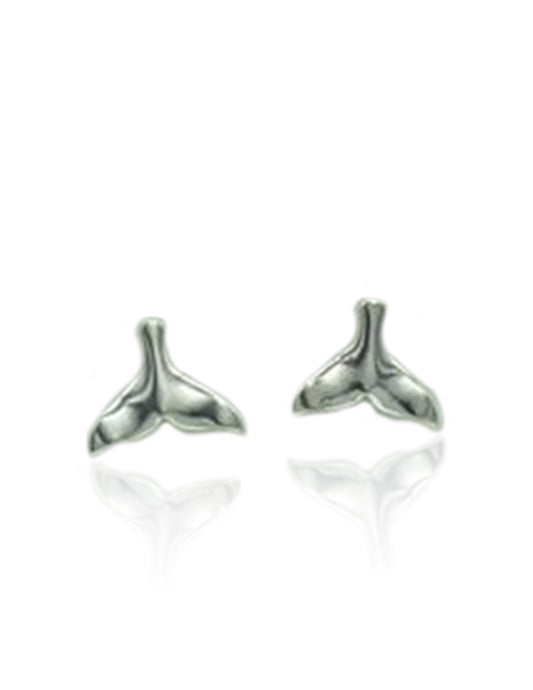 Tiny Silver Whale Tail Studs