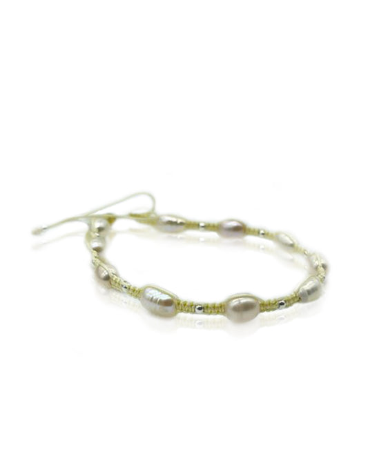Grey Pearl Drawstring Bracelet